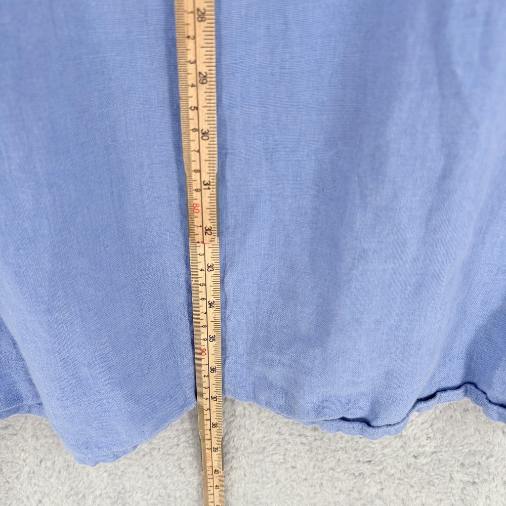 FLAX 100% Linen Sleeveless V-Neck Tunic Top Plus Size 2X Light Blue Oversized - Picture 2 of 7